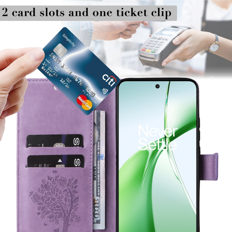 For OnePlus Nord CE4 Tree & Cat Embossed Pattern Flip Leather Phone Case