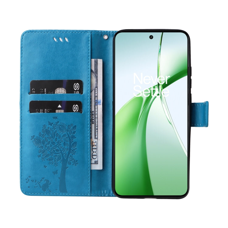 For OnePlus Nord CE4 Tree & Cat Embossed Pattern Flip Leather Phone Case