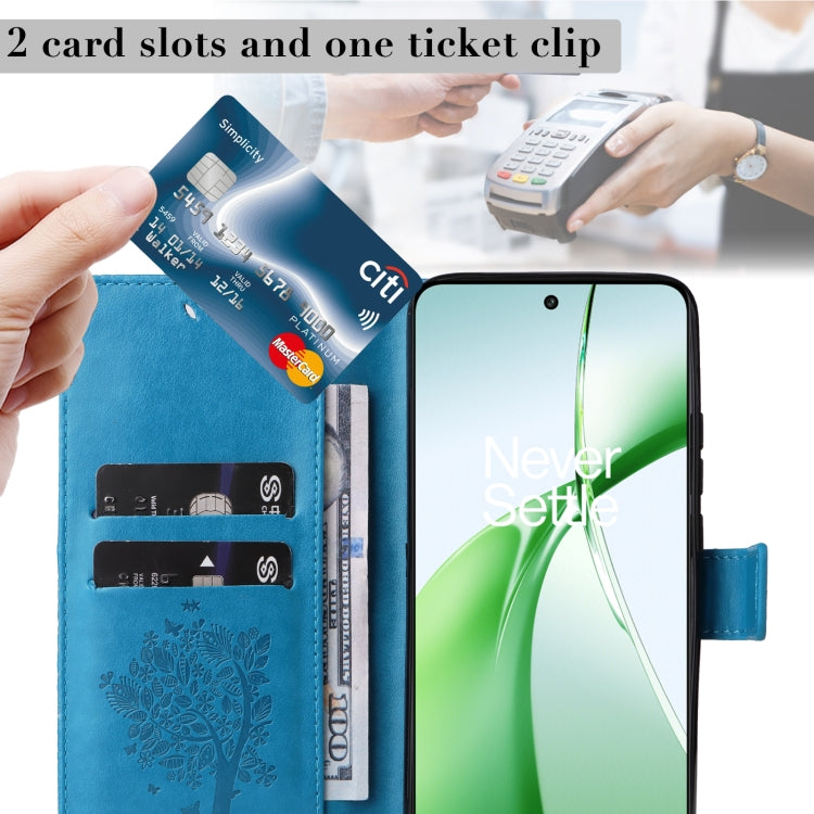 For OnePlus Nord CE4 Tree & Cat Embossed Pattern Flip Leather Phone Case