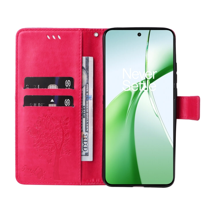 For OnePlus Nord CE4 Tree & Cat Embossed Pattern Flip Leather Phone Case