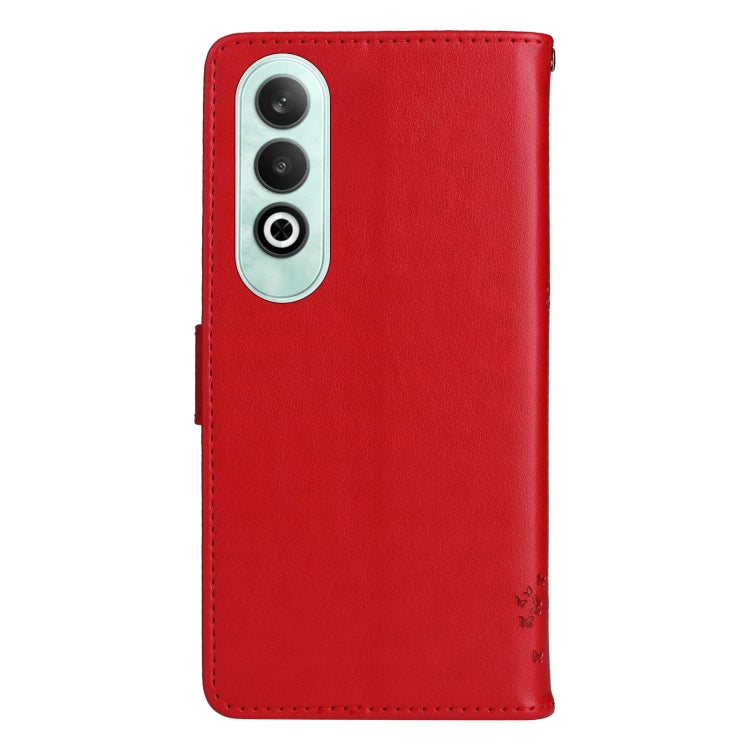 For OnePlus Nord CE4 Tree & Cat Embossed Pattern Flip Leather Phone Case
