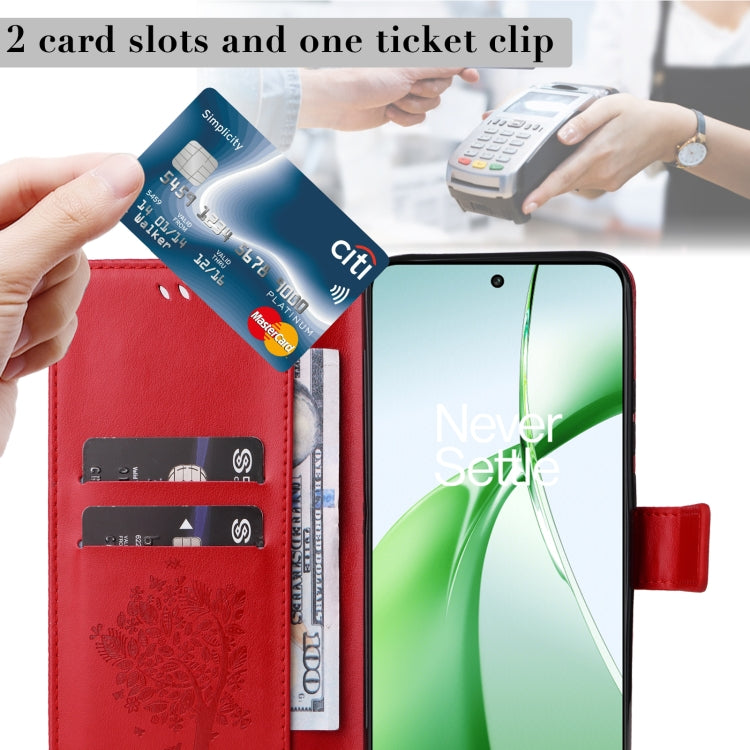 For OnePlus Nord CE4 Tree & Cat Embossed Pattern Flip Leather Phone Case