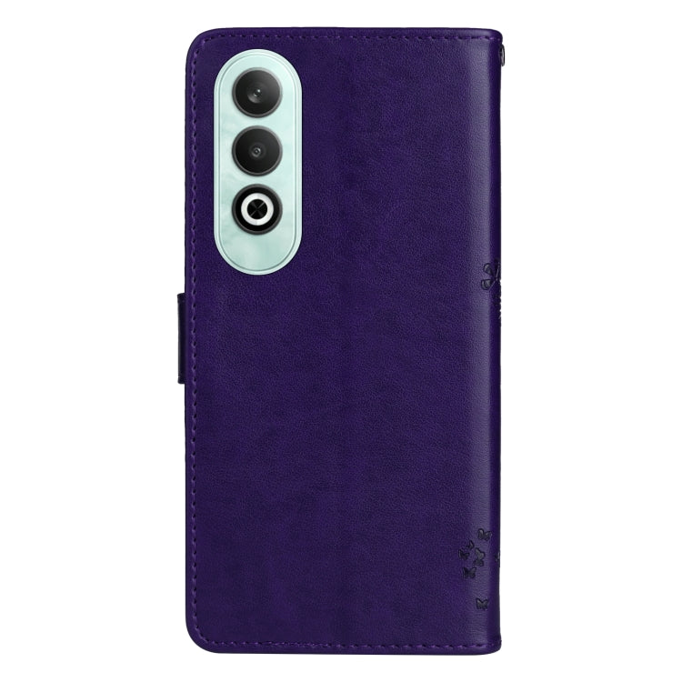 For OnePlus Nord CE4 Tree & Cat Embossed Pattern Flip Leather Phone Case