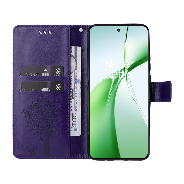 For OnePlus Nord CE4 Tree & Cat Embossed Pattern Flip Leather Phone Case