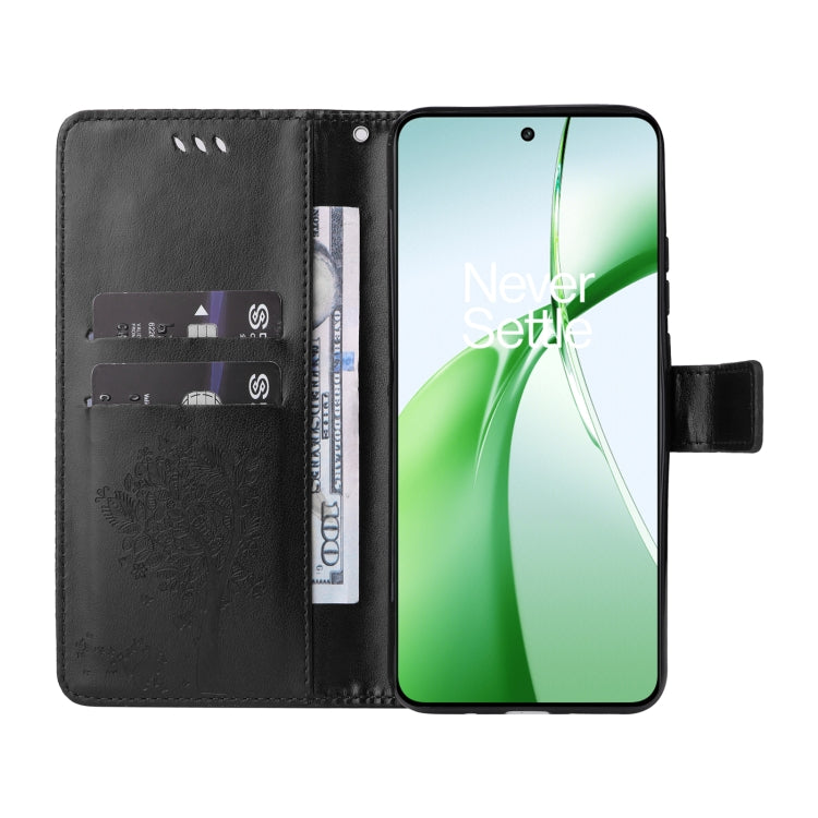 For OnePlus Nord CE4 Tree & Cat Embossed Pattern Flip Leather Phone Case