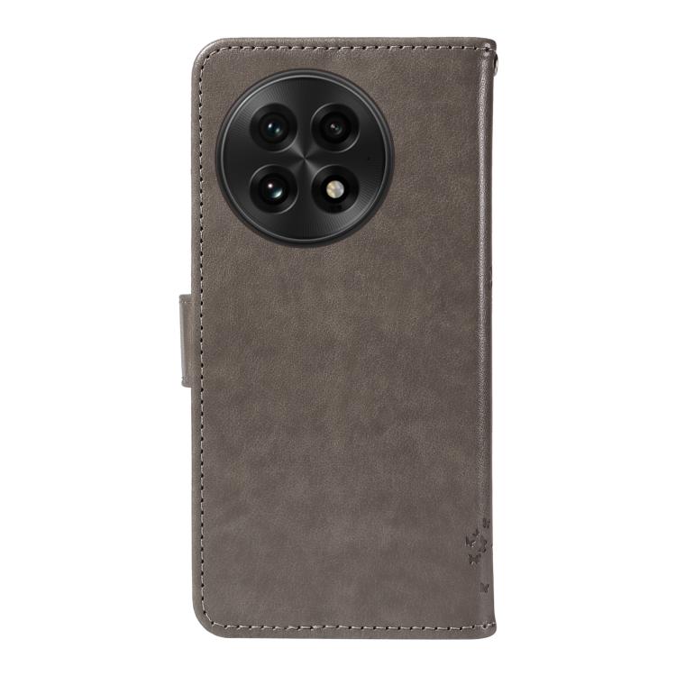 For OnePlus 13 Tree & Cat Embossed Pattern Flip Leather Phone Case