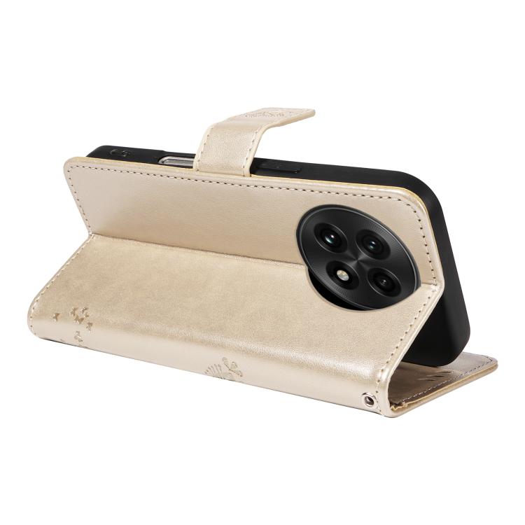 For OnePlus 13 Tree & Cat Embossed Pattern Flip Leather Phone Case