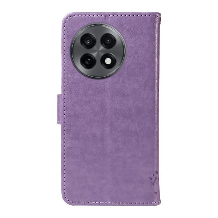 For OnePlus 13R Global Tree & Cat Embossed Pattern Flip Leather Phone Case