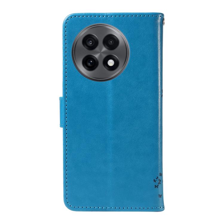 For OnePlus 13R Global Tree & Cat Embossed Pattern Flip Leather Phone Case