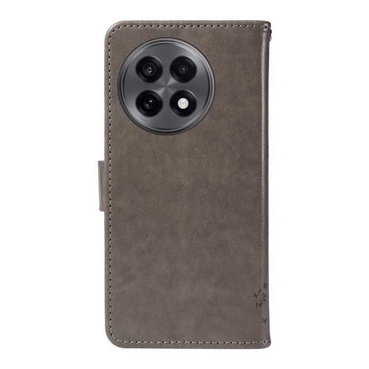 For OnePlus 13R Global Tree & Cat Embossed Pattern Flip Leather Phone Case
