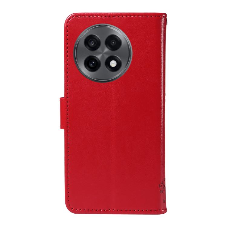 For OnePlus 13R Global Tree & Cat Embossed Pattern Flip Leather Phone Case