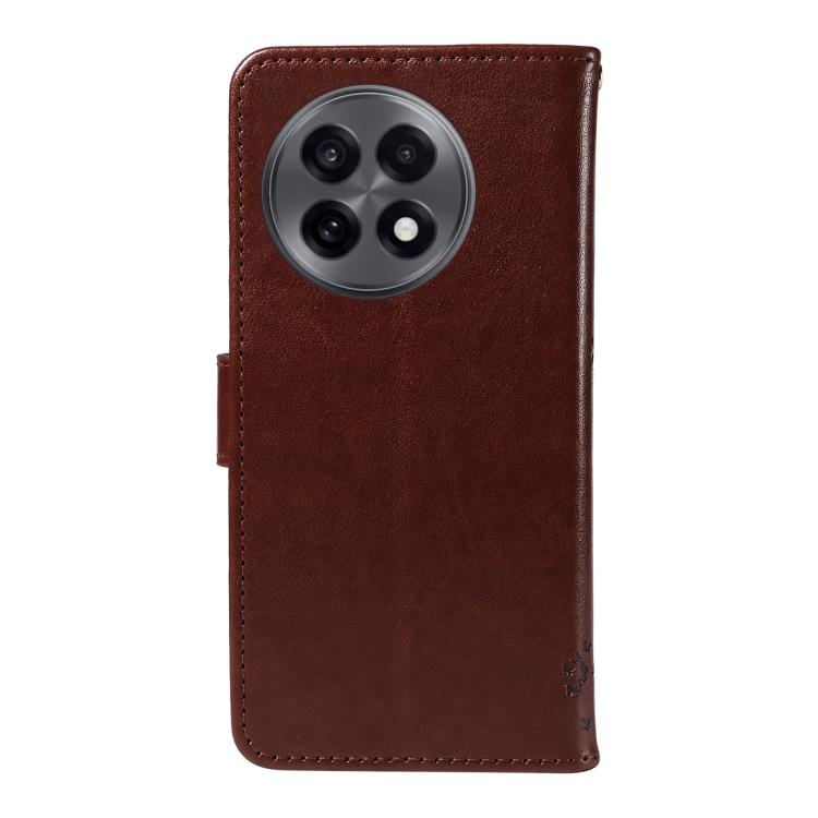 For OnePlus 13R Global Tree & Cat Embossed Pattern Flip Leather Phone Case