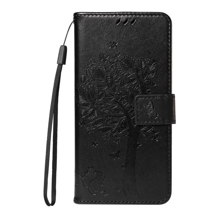 For OnePlus 13R Global Tree & Cat Embossed Pattern Flip Leather Phone Case
