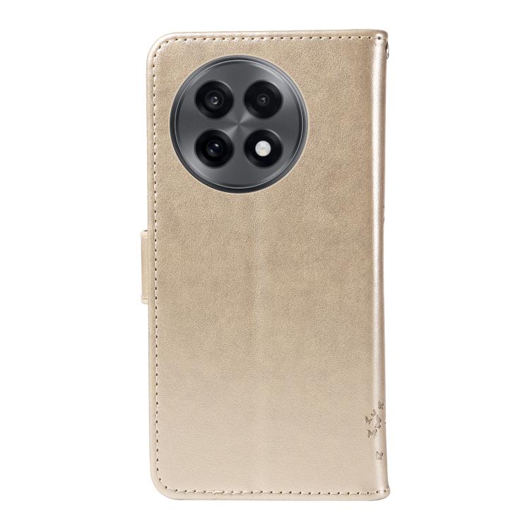 For OnePlus 13R Global Tree & Cat Embossed Pattern Flip Leather Phone Case