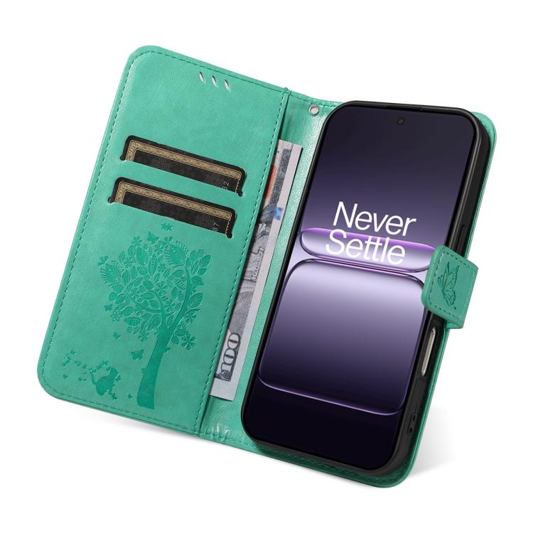 For OnePlus Nord CE5 Tree & Cat Embossed Pattern Flip Leather Phone Case
