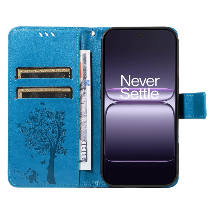 For OnePlus Nord CE5 Tree & Cat Embossed Pattern Flip Leather Phone Case