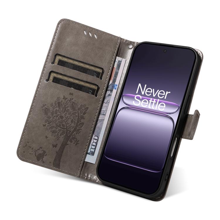 For OnePlus Nord CE5 Tree & Cat Embossed Pattern Flip Leather Phone Case