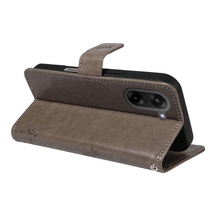 For OnePlus Nord CE5 Tree & Cat Embossed Pattern Flip Leather Phone Case