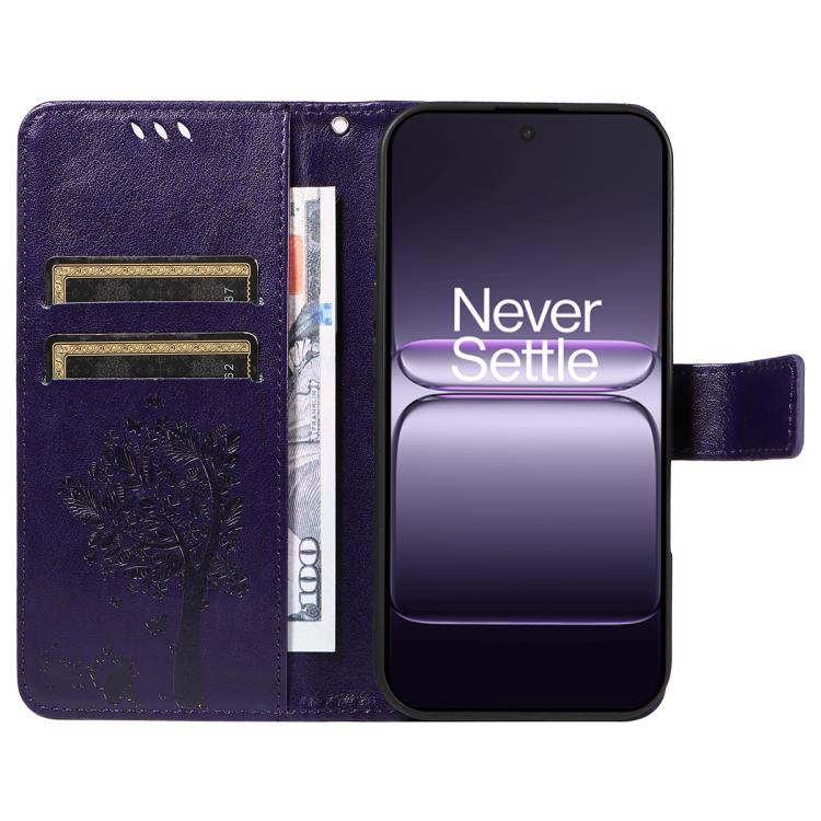 For OnePlus Nord CE5 Tree & Cat Embossed Pattern Flip Leather Phone Case