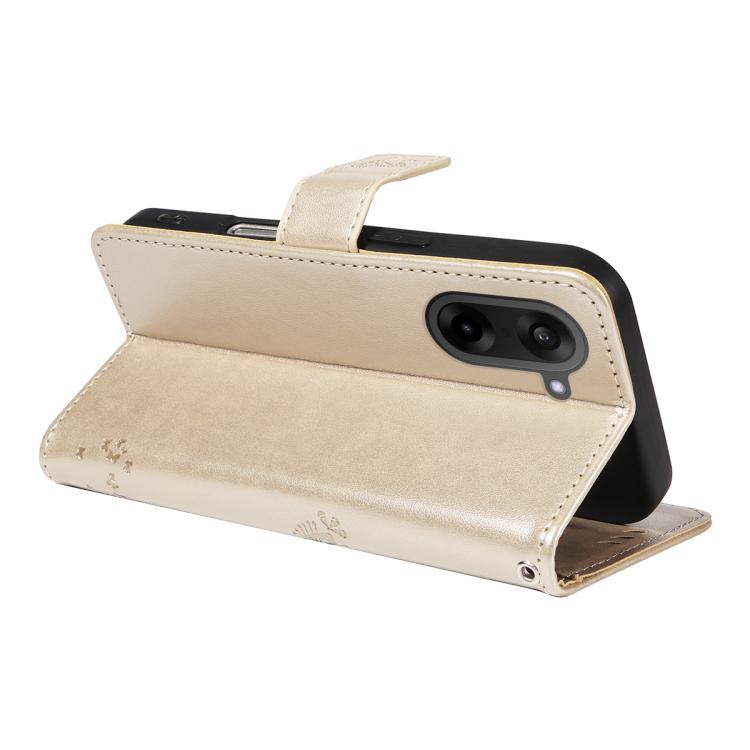 For OnePlus Nord CE5 Tree & Cat Embossed Pattern Flip Leather Phone Case