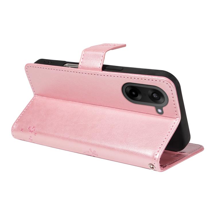 For OnePlus Nord CE5 Tree & Cat Embossed Pattern Flip Leather Phone Case