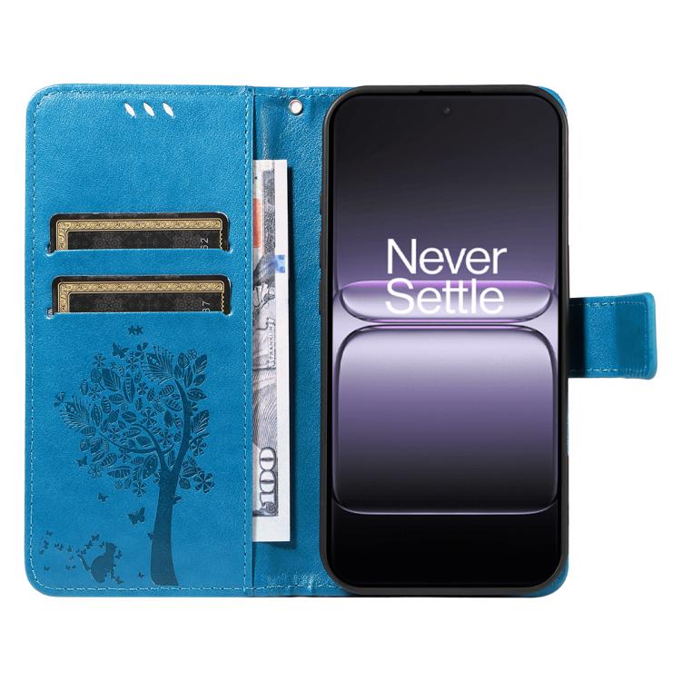 For OnePlus Ace 5 Ultra Tree & Cat Embossed Pattern Flip Leather Phone Case