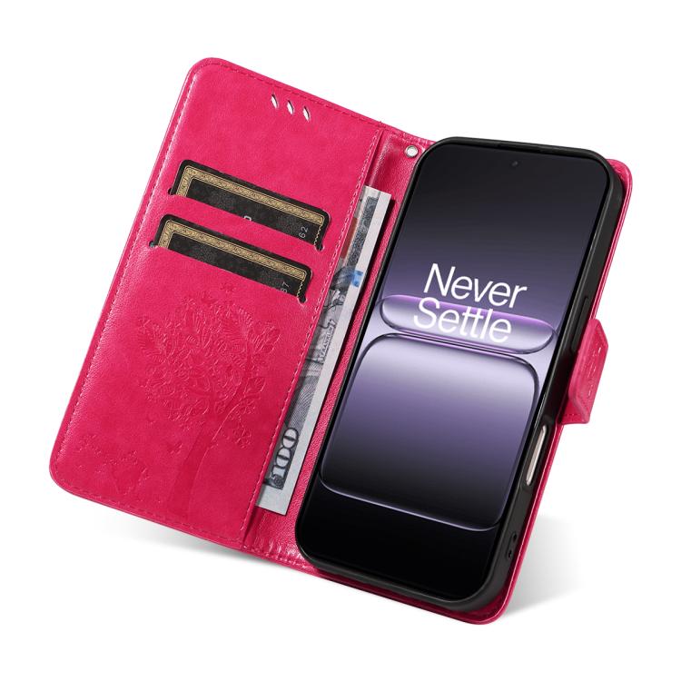 For OnePlus Ace 5 Ultra Tree & Cat Embossed Pattern Flip Leather Phone Case