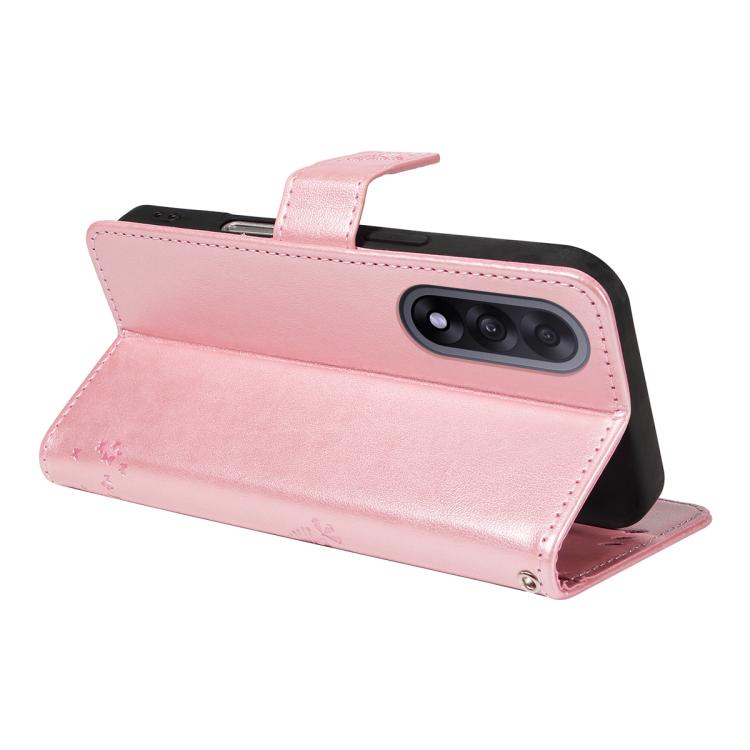 For OnePlus Ace 5 Ultra Tree & Cat Embossed Pattern Flip Leather Phone Case