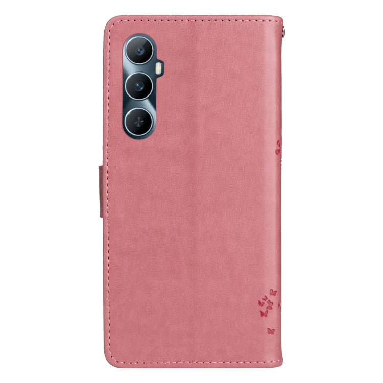 For Realme C65 4G Tree & Cat Embossed Pattern Flip Leather Phone Case