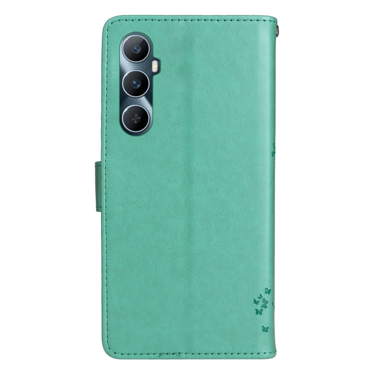 For Realme C65 4G Tree & Cat Embossed Pattern Flip Leather Phone Case