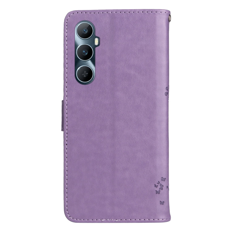 For Realme C65 4G Tree & Cat Embossed Pattern Flip Leather Phone Case
