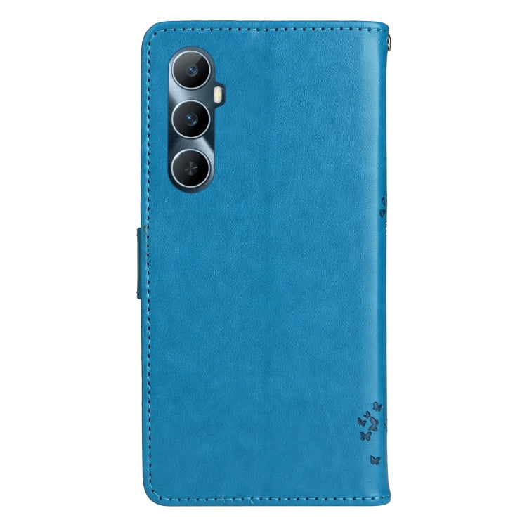 For Realme C65 4G Tree & Cat Embossed Pattern Flip Leather Phone Case