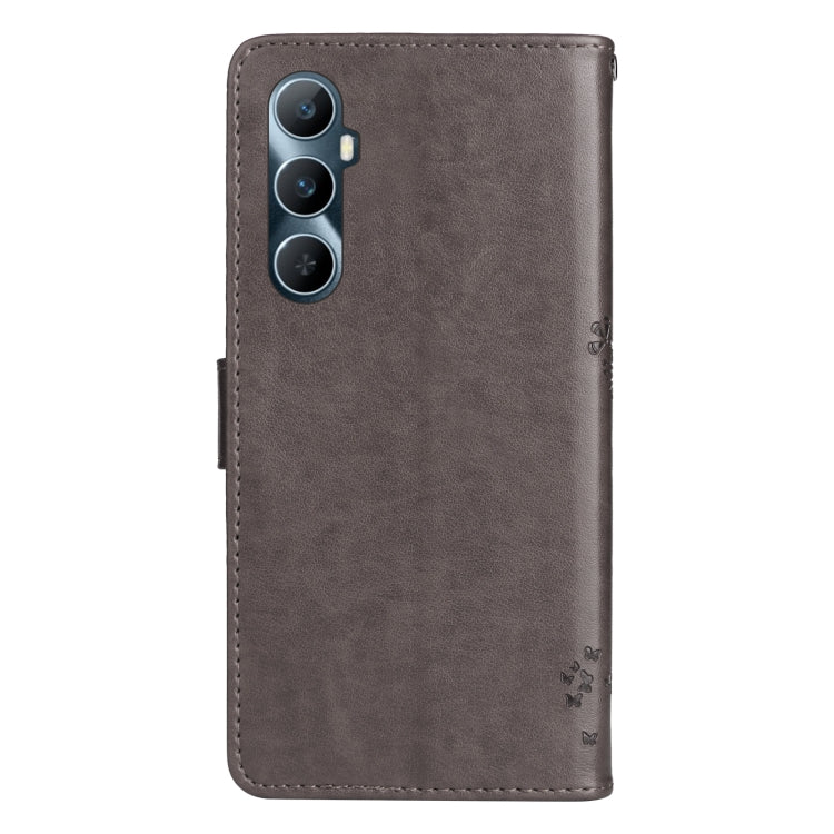 For Realme C65 4G Tree & Cat Embossed Pattern Flip Leather Phone Case