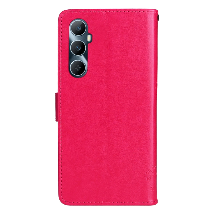 For Realme C65 4G Tree & Cat Embossed Pattern Flip Leather Phone Case