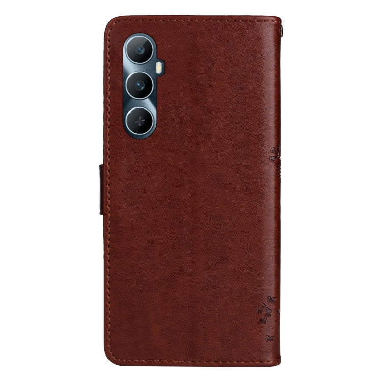 For Realme C65 4G Tree & Cat Embossed Pattern Flip Leather Phone Case