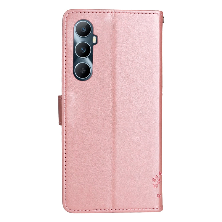 For Realme C65 4G Tree & Cat Embossed Pattern Flip Leather Phone Case