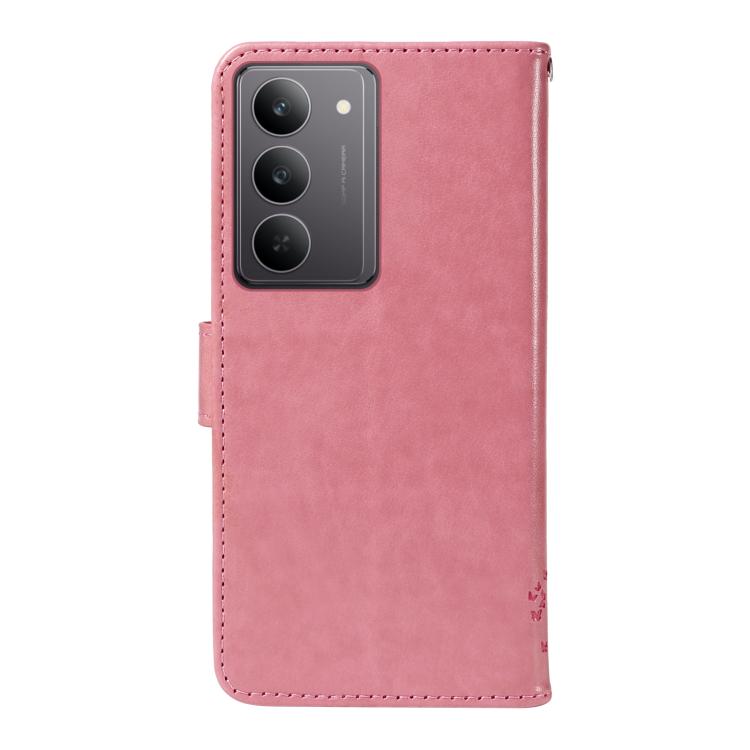 For Realme 14x 5G Global Tree & Cat Embossed Pattern Flip Leather Phone Case
