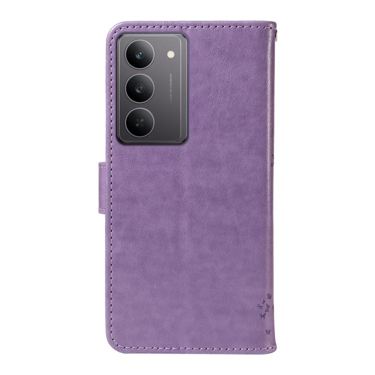 For Realme 14x 5G Global Tree & Cat Embossed Pattern Flip Leather Phone Case