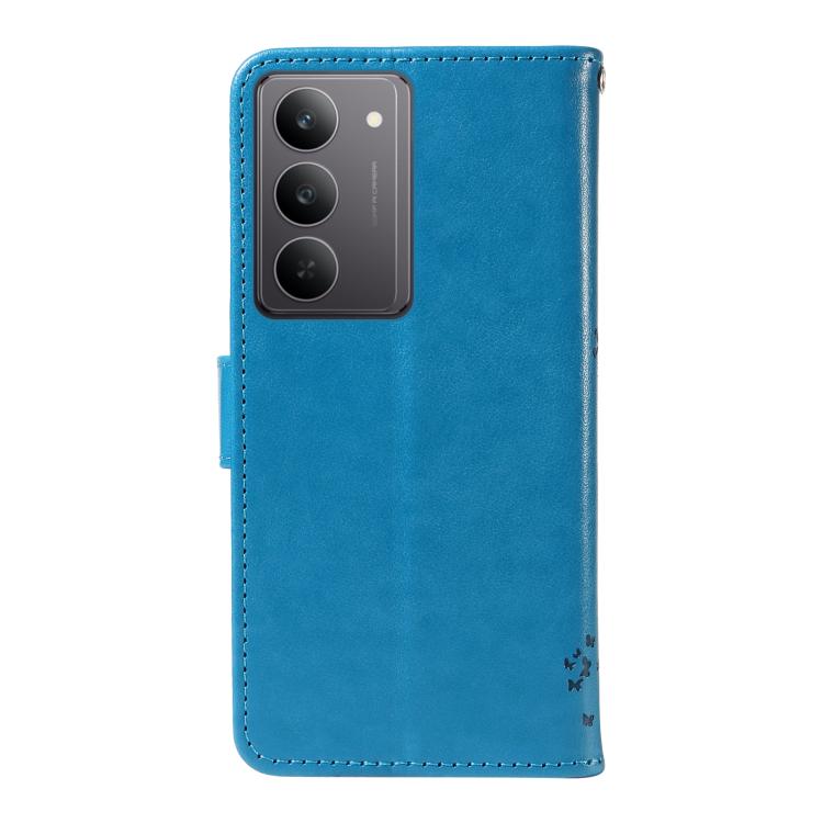For Realme 14x 5G Global Tree & Cat Embossed Pattern Flip Leather Phone Case