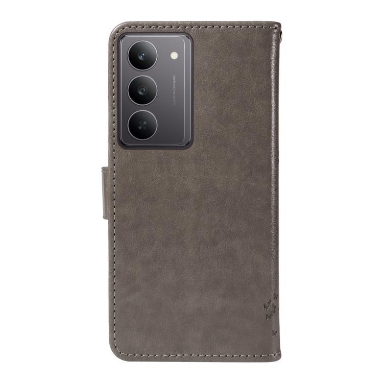 For Realme 14x 5G Global Tree & Cat Embossed Pattern Flip Leather Phone Case