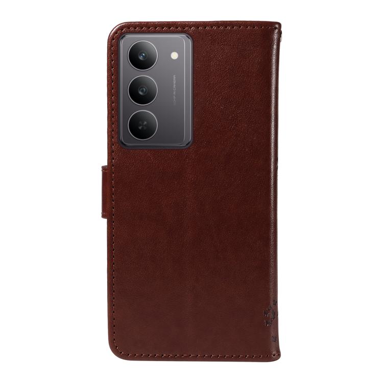 For Realme 14x 5G Global Tree & Cat Embossed Pattern Flip Leather Phone Case