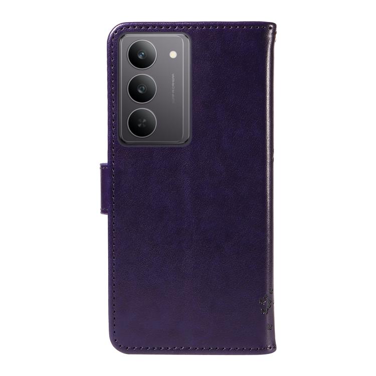 For Realme 14x 5G Global Tree & Cat Embossed Pattern Flip Leather Phone Case