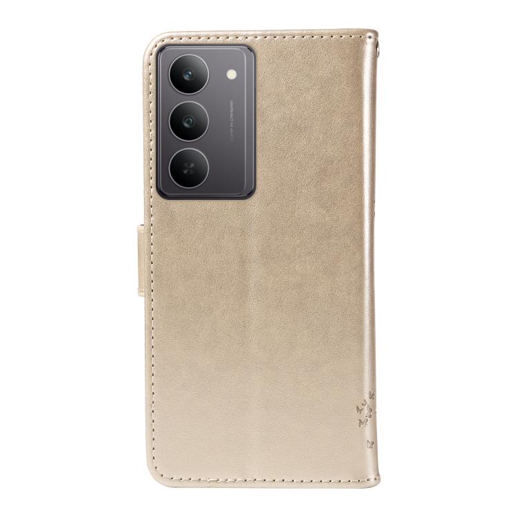 For Realme 14x 5G Global Tree & Cat Embossed Pattern Flip Leather Phone Case