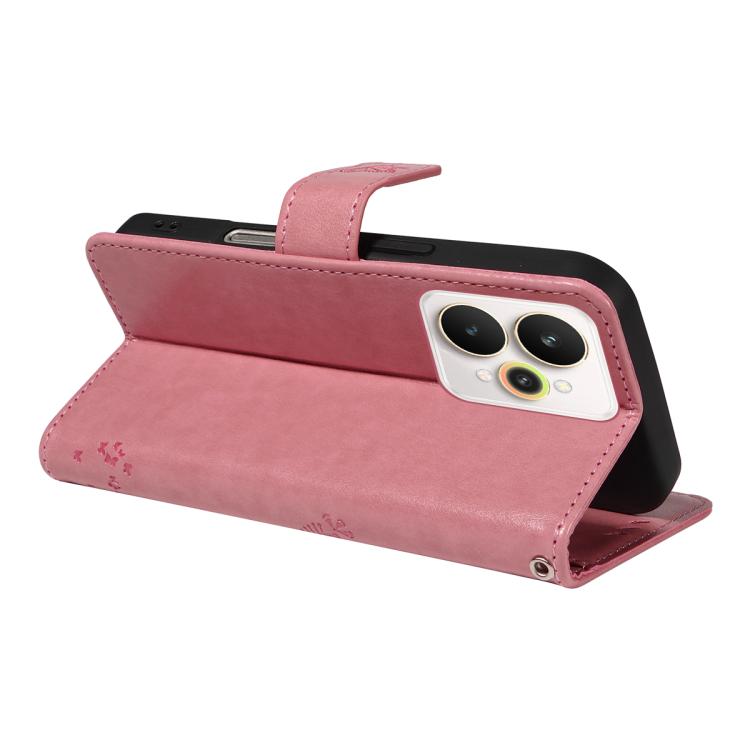 For Realme 15 5G Tree & Cat Embossed Pattern Flip Leather Phone Case