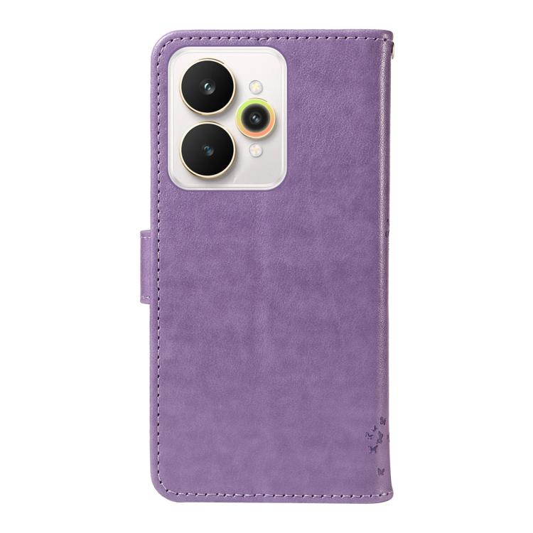 For Realme 15 5G Tree & Cat Embossed Pattern Flip Leather Phone Case