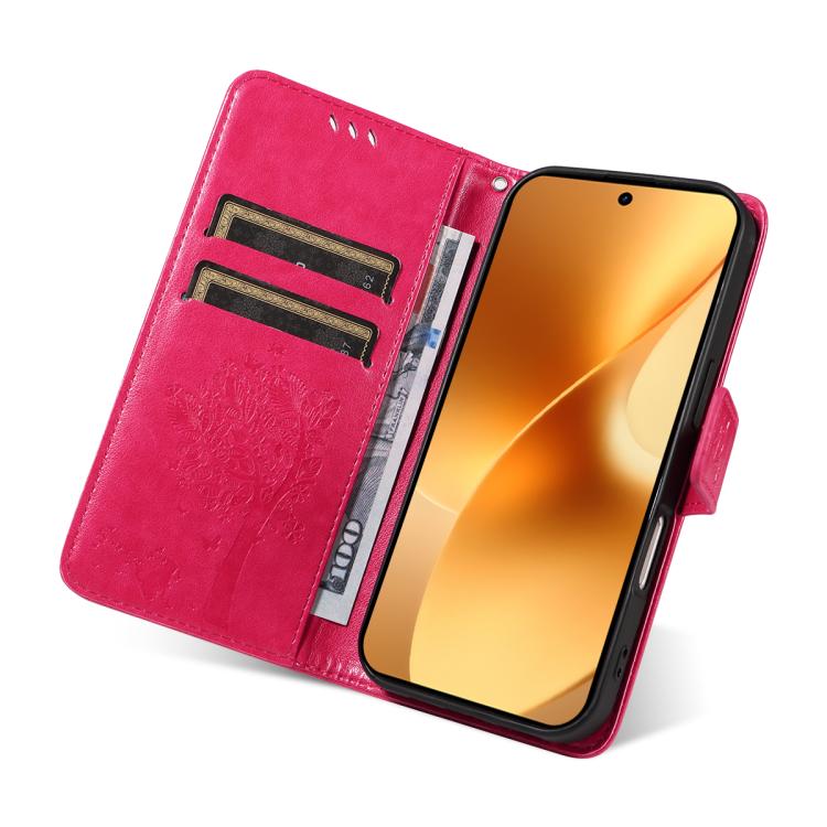 For Realme 15 5G Tree & Cat Embossed Pattern Flip Leather Phone Case