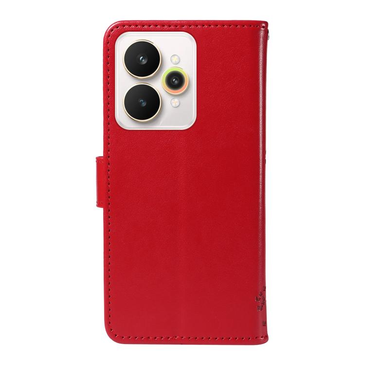 For Realme 15 5G Tree & Cat Embossed Pattern Flip Leather Phone Case