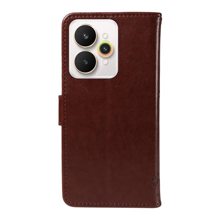 For Realme 15 5G Tree & Cat Embossed Pattern Flip Leather Phone Case