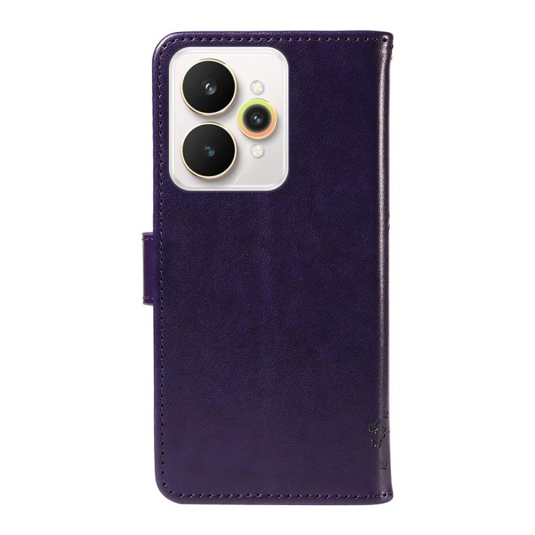 For Realme 15 5G Tree & Cat Embossed Pattern Flip Leather Phone Case