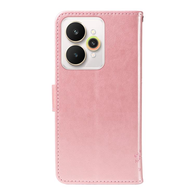 For Realme 15 5G Tree & Cat Embossed Pattern Flip Leather Phone Case